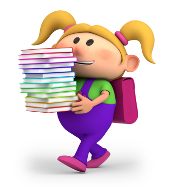 Cartoon Girl Carrying Books 